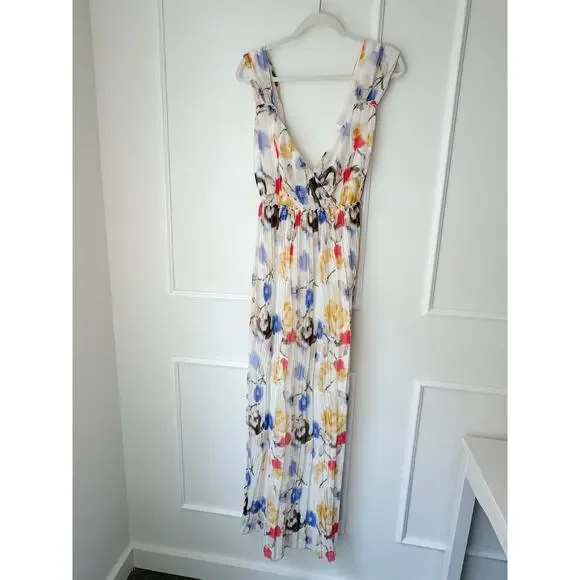 Reiss white floral maxi dress pleasted skirt size 4 - Picture 2 of 11